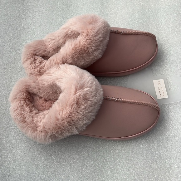 🆕 Lauren Conrad Clog Slipper Faux Fur Cuff Slip on Blush Color Size M 7-7.5 - Picture 1 of 8